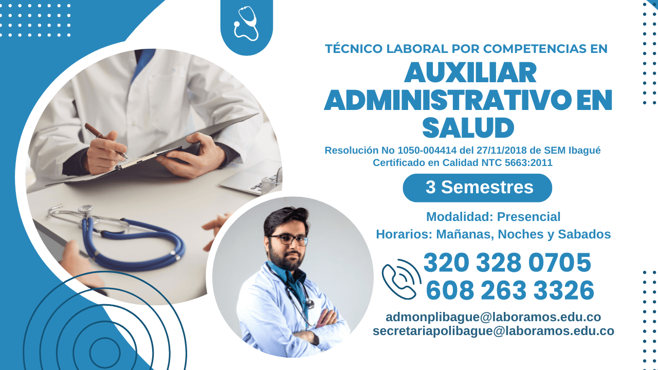 Técnico laboral por competencias en Auxiliar en Administrativo en Salud